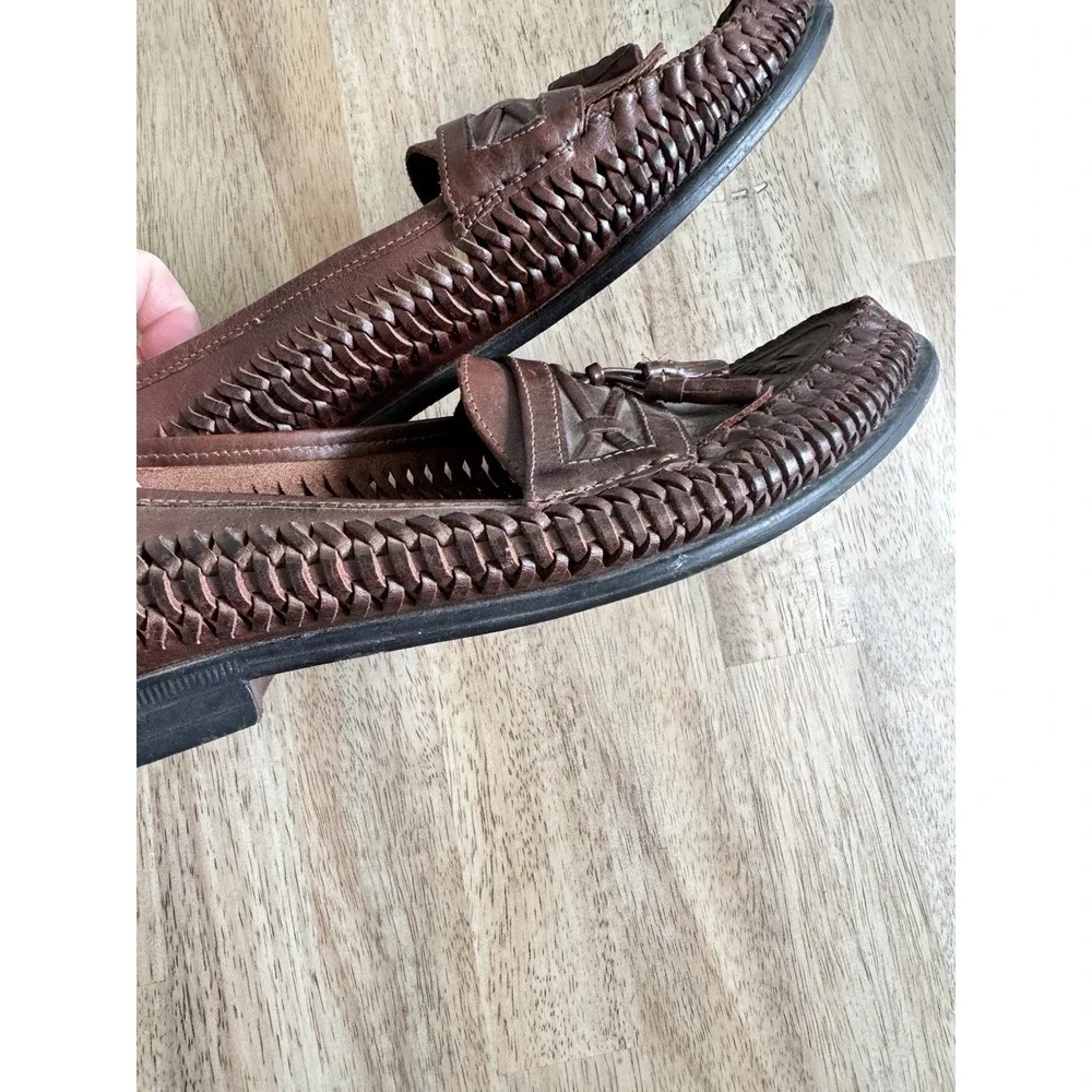 Nunn‎ Bush Woven Loafers Mens Tassel Travel Shoes 11 M Brown Vintage NICE